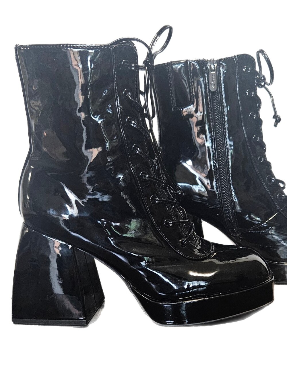 Circus by Sam Edelman Kia Black Patent Chunky Platform Boots 6.5